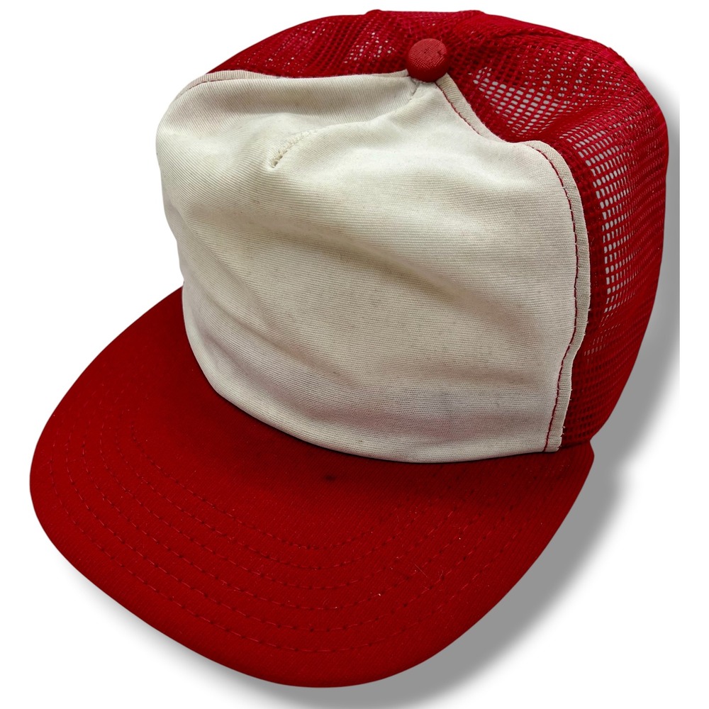 Vintage Red White Trucker Hat Snapback Mesh Cap Made in USA ASI 5520 Blank Foam
